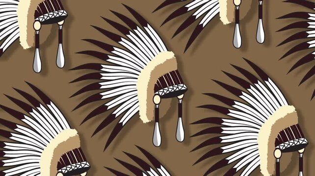 Native American Feather Headdress Pattern Animation for Cultural Heritage Day Celebration.