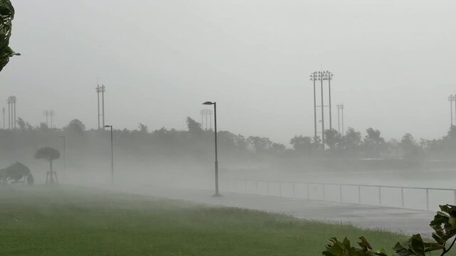 Ferocious Winds And Sheets Of Rain Strike Island During Hurricane Landfall
