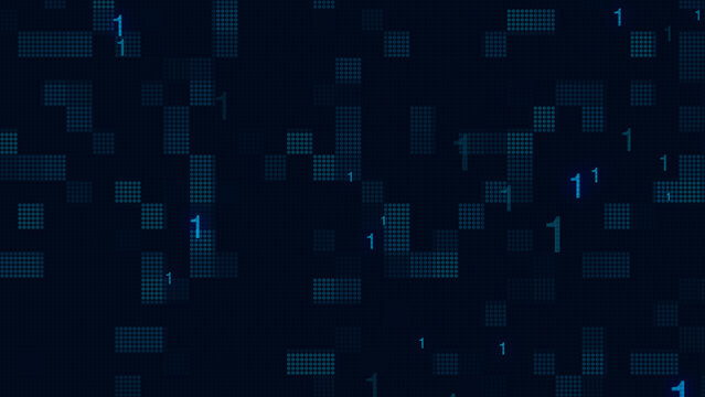 Dark Blue Digital Grid with Scattered Binary Ones (0;00;03;21) stock
