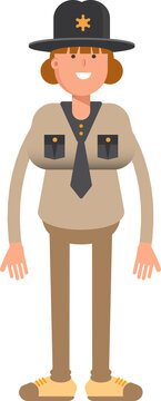 Female Sheriff Character Standing Illustration
