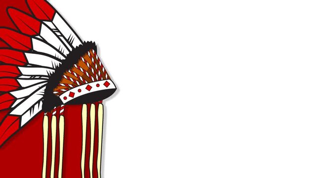 Native American Feather Warbonnet Headdress Graphic Illustration Banner For Heritage Day Background.