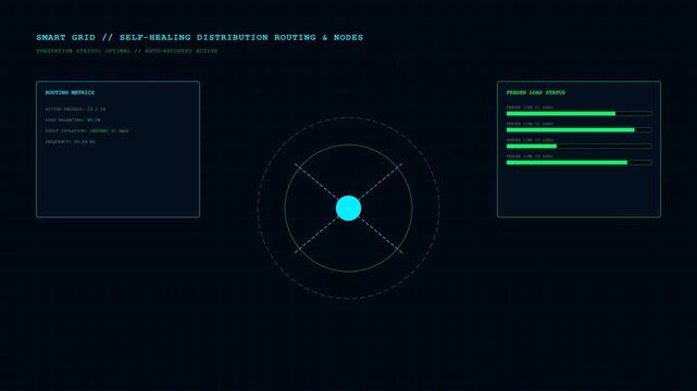 Smart Grid Self-Healing Distribution Routing HUD Loop