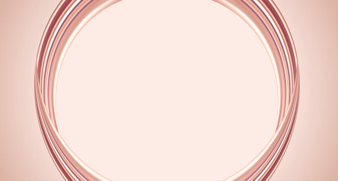 Luxury rose gold silk wave frame background with smooth glossy curved lines and copy space for product display
