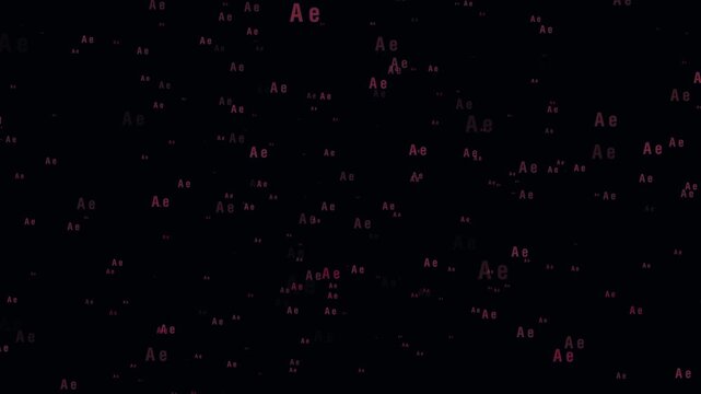 Scattered red letters animation drifts smoothly across dark space. Dynamic typography elements float in the red letters animation. Creative graphic video backdrops use the red letters.