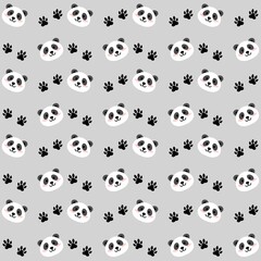 Seamless pattern with cute panda faces. Smilling panda Face seamless background. Kawaii panda pattern background. Cute Baby Panda Faces Repeating Background. Cute Baby Animal Illustration Background © Stock Arza