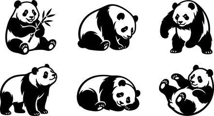 Set of cute panda bears in different poses © Onik