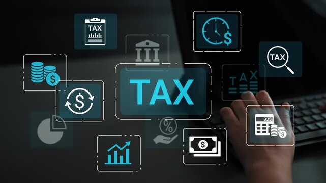 Financial Concepts and Tax Planning Visualization with Icons Representing Finance, Money Management, and Taxation Procedures. Entropy.