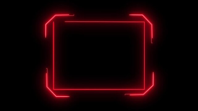 Rectangular frame animation glows in red neon with sharp corners. User interface borders shape the active rectangular frame. Sci-fi screen telemetry displays use this rectangular frame.