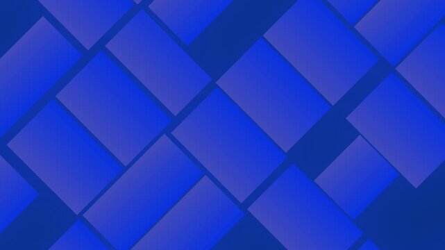 Overlapping rectangles animation shifts in blue herringbone style. Smooth geometric gradient blocks move in the rectangles. Modern abstract background depth defines overlapping rectangles.