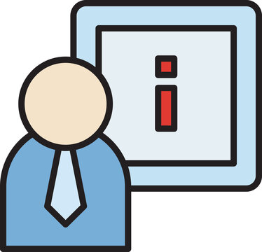 businessman and info sign icon
