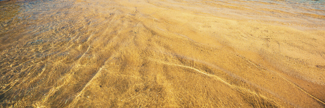Sandy beach in Greece on the Aegean Sea. Natural background