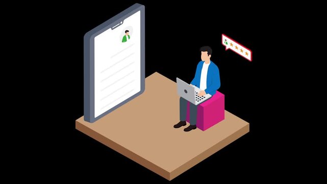 Isometric Online Recruitment and Employee Rating Animation