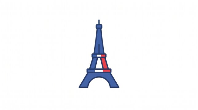 Eiffel Tower vector icon Paris landmark French flag accent blue silhouette