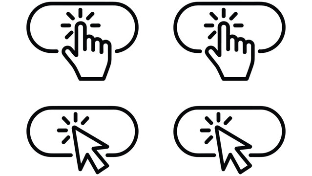 click here button cursor icon set