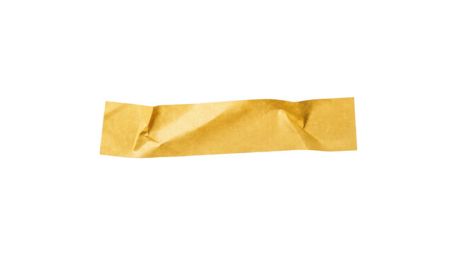 A single strip of golden masking tape isolated on transparent background