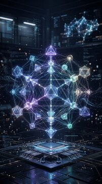 abstract quantum computing visualization with elegant geometric structures