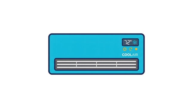 Blue air conditioner unit vector illustration isolated on white background
