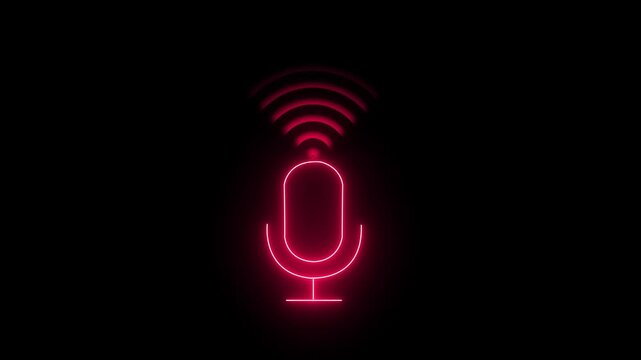 Modern microphone icon with wireless signal in dark background
