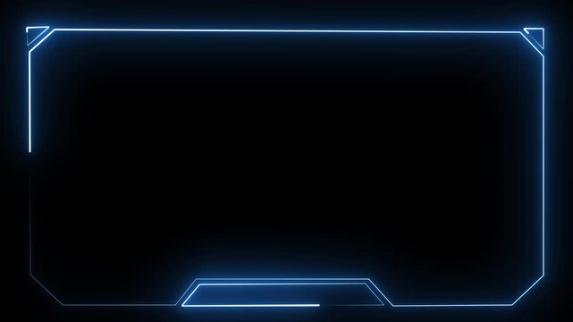 Glowing blue futuristic digital frame on dark background