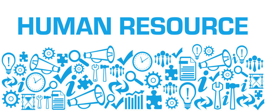 Human Resource Blue Business Symbols Background Bottom 