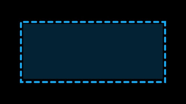Blue dashed rectangle frame on black background