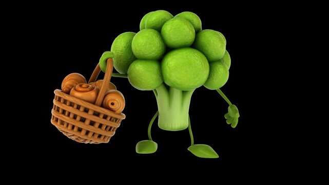 Fun 3D cartoon brocoli (with alpha channel)