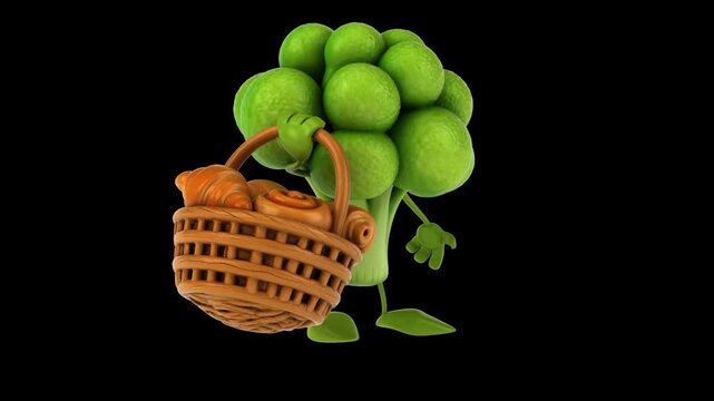Fun 3D cartoon brocoli (with alpha channel)