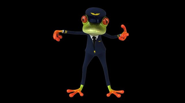 Fun 3D cartoon frog doing a fit dance (with alpha channel)