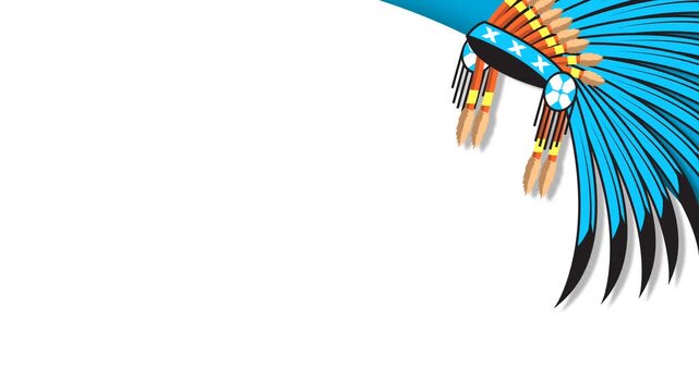 Native American Indian Headdress Illustration Background For Heritage Day Celebration With Copy Space.