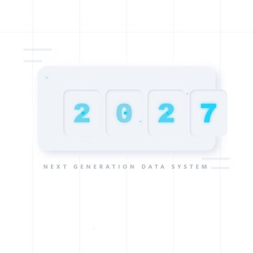 Modern Neomorphic 2027 New Year Technology Data Animation On Minimal White Background Square Format Visual