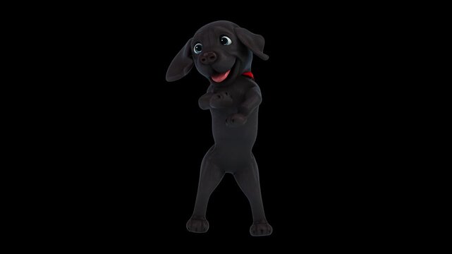 Fun 3D cartoon labrador doing a fit dance (with alpha channel)