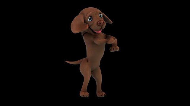 Fun 3D cartoon labrador doing a fit dance (with alpha channel)