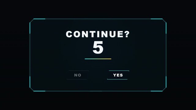 4K Continue Countdown Arcade Yes No HUD Loop Animation