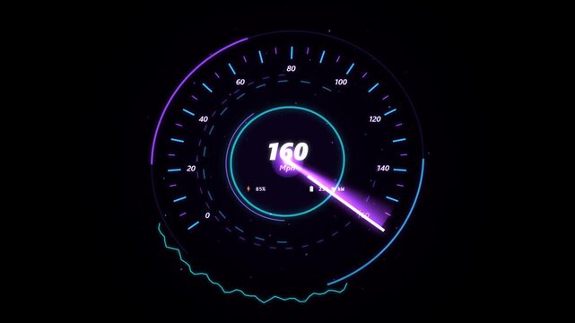 Futuristic EV Digital HUD Speedometer Gauge Power Counter Loop