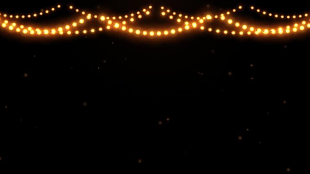 Glowing Golden Christmas String Lights Garland Overlay Loop