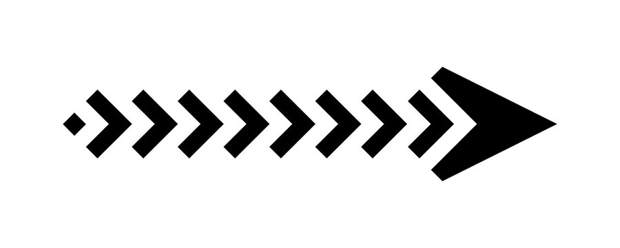 Dynamic chevron arrow path with leading pointer for directional marketing visual graphics on transparent background.