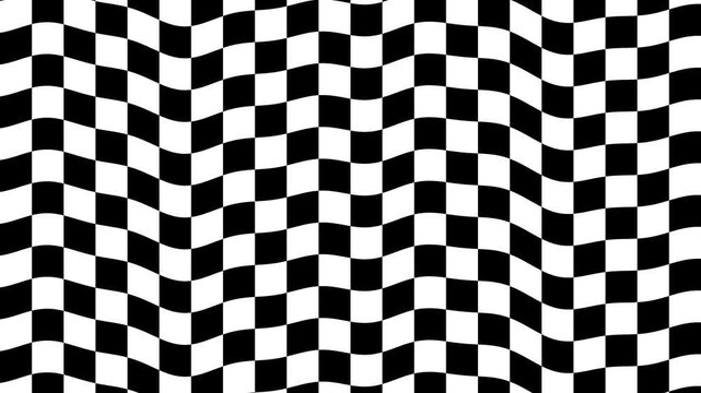 Waving Checkered Pattern Black and White Motion Background