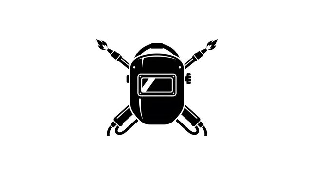 Welder mask icon with crossed torches vector