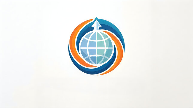 Abstract globe logo design with an upward arrow illustration