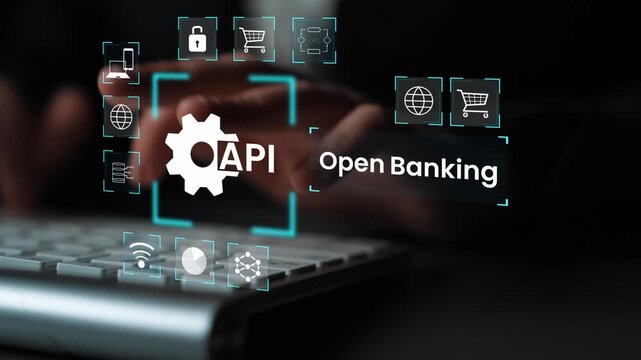 Modern Concept of Open Banking with API Integration Displayed on a Keyboard Highlighting Financial Technology and Digital Services in a Business Environment Gluon.