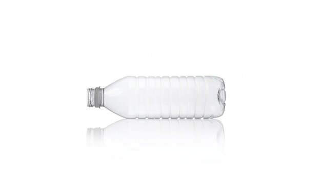 Plastic Water Bottle Isolated on White Background with Shiny Metal Light Bulb and Industrial Equipment Elements