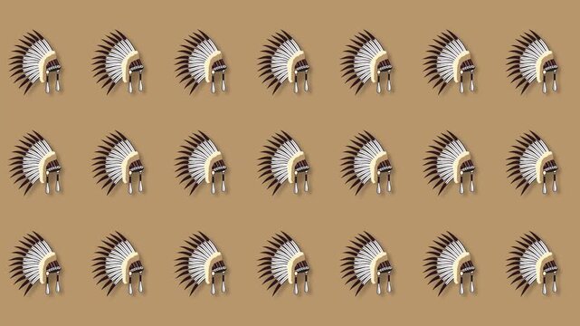 Native American headdress pattern background for heritage day celebration animation.