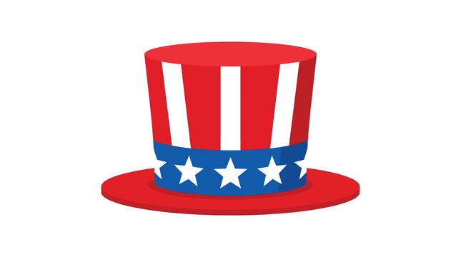 Patriotic uncle sam top hat vector illustration with stars and stripes isolated on white background