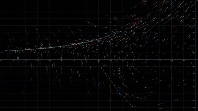 Van der Pol Oscillator Phase Portrait Vector Field with Colorful Streamlines and Trajectories on Dark Coordinate Grid for Science Education and Tech Motion Background