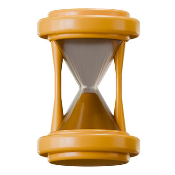 3D Rendered Yellow Hourglass Sand Clock Isolated on White