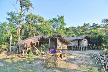 Landscape and villages on Majuli (also spelled Majoli)  the largest river island in Assam and the world's largest inland river island, a state in Northeast India.  © robnaw