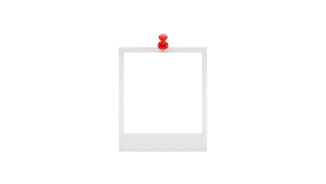 Instant photo frame pinned to a wall isolated on transparent background