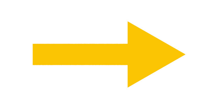 Yellow arrow pointing right side direction sign navigation indicator icon.