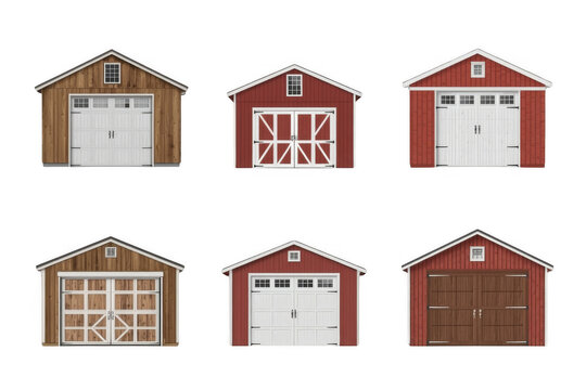 Collection of Six Wooden Garage Buildings