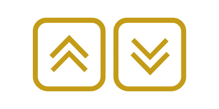 Gold up and down arrows flat icon for sorting and list navigation tools.